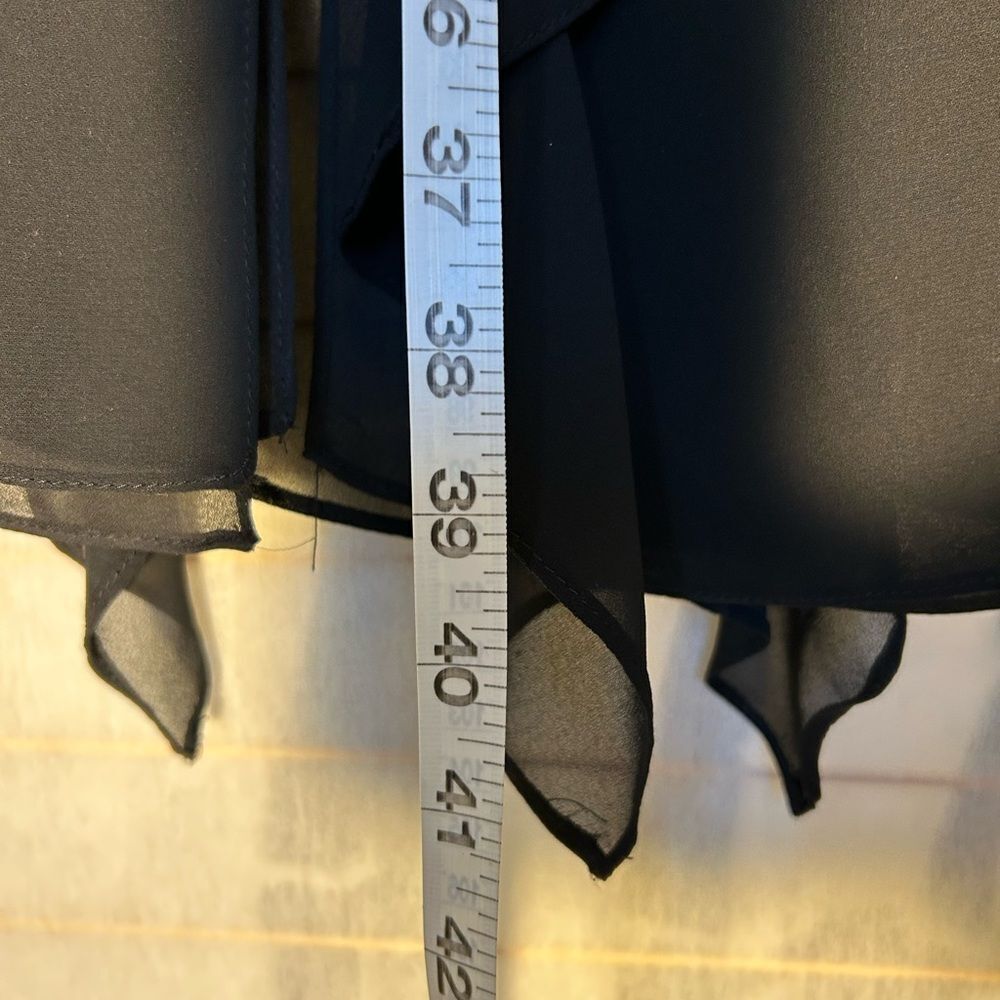 New Xscape Black Tiered Ruffle Semi Sheer Feminine Witchy Romantic Maxi Skirt 8 - Picture 8 of 11